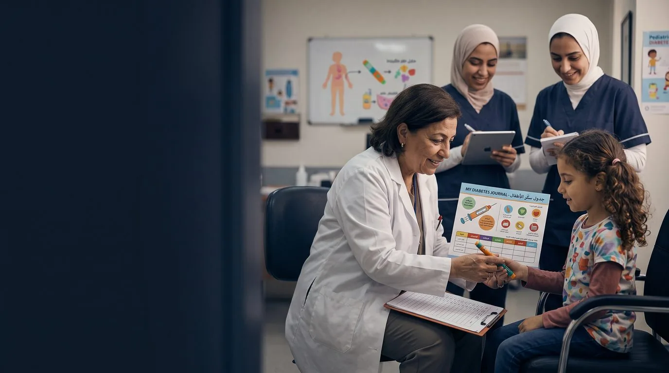 Diabetes 360 — The Mentor Program: clinician mentoring a young patient with diabetes while educators document the session