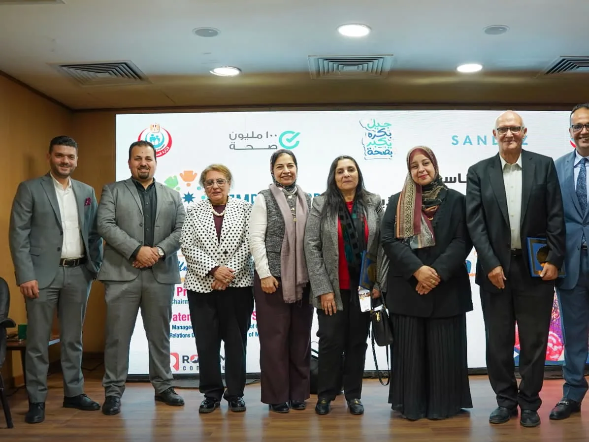 Ambassadors League cohort on stage at the awards ceremony, backed by Ministry of Health, 100 Million Seha and Sanofi branding